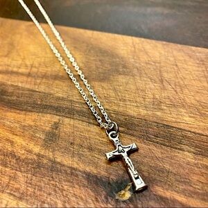 Silver Plated Dainty Cross on an 18" Chain